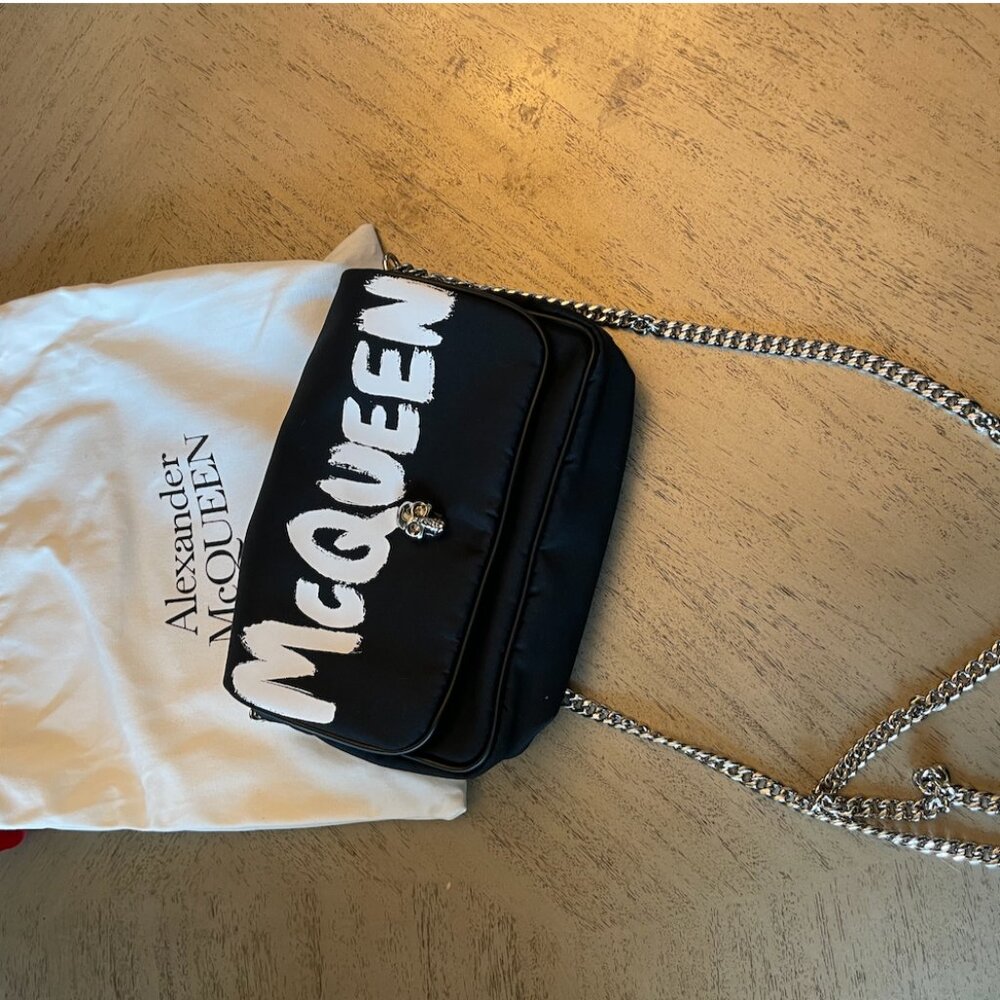 Alexander McQueen Graffitti Black Shoulder Bag (Original) - Picture 2 of 5